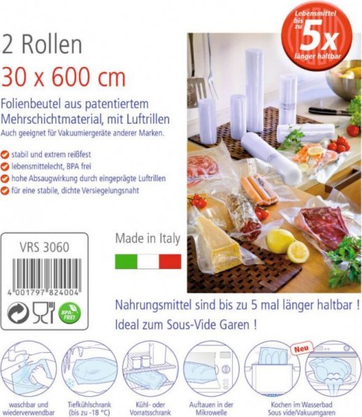 Rommelsbacher ROMMELSBACHER film roll VRS 3060, 30cm x 6 meters, vacuuming films (transparent, 2 rolls)