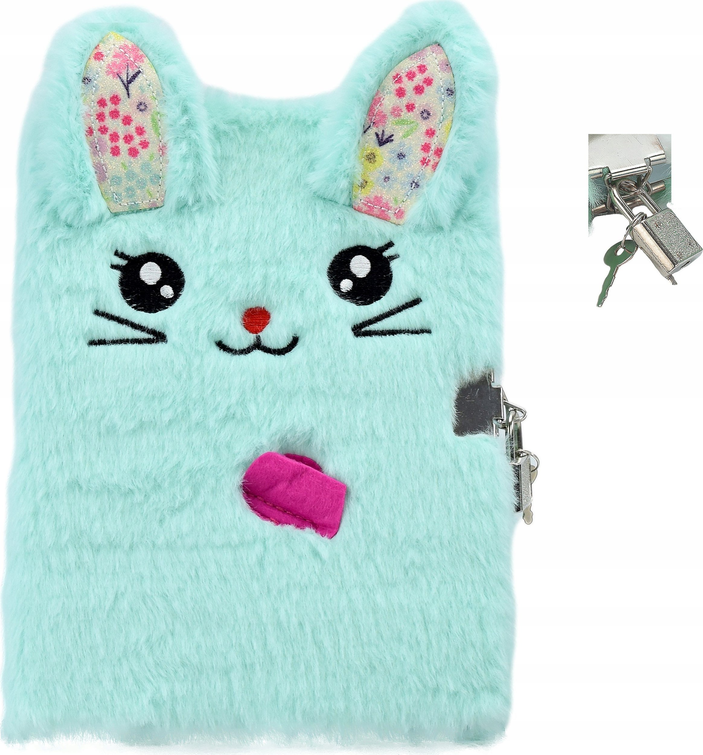 Skleplolki PLUSZOWY NOTES Z KŁÓDKĄ PAMIĘTNIK ZESZYT NOTATNIK A5 DUŻY MIŚ ZABAWKI