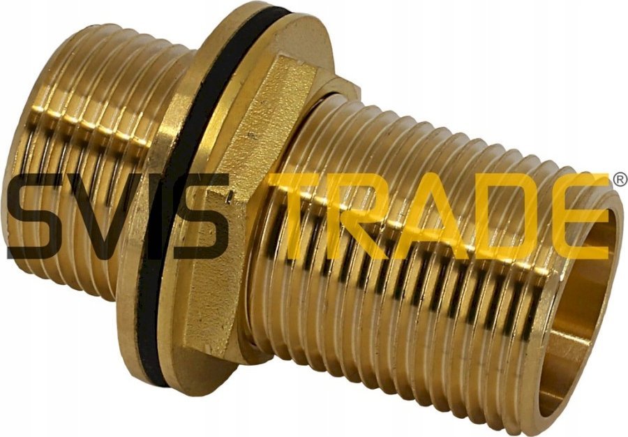 przejście przez przegrodę 3/4" (DN20) gwint zew. mosiężne z uszczelką, długość 70mm