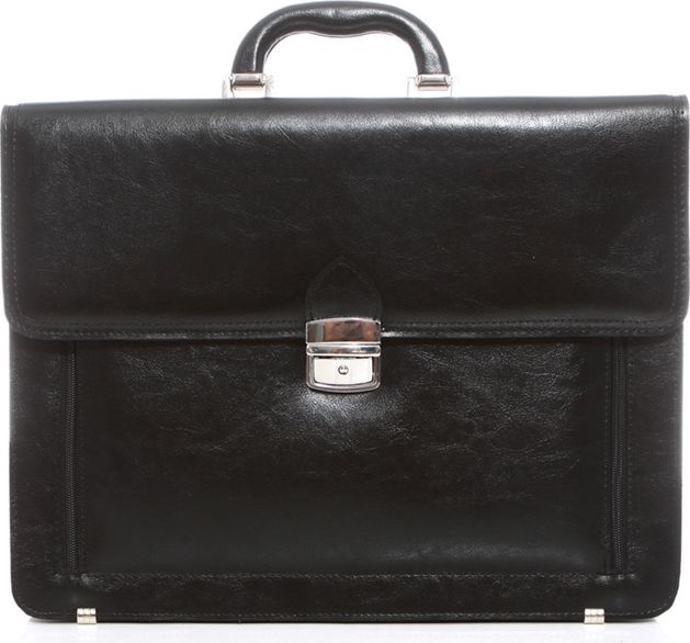 Belveder Czarna teczka ze skóry biznesowa BN91