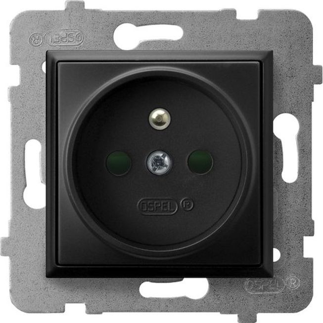 Ospel ARIA Gniazdo pojedyncze z/u z przesłonami torów prądowych czarny metalik GP-1UZP/m/33
