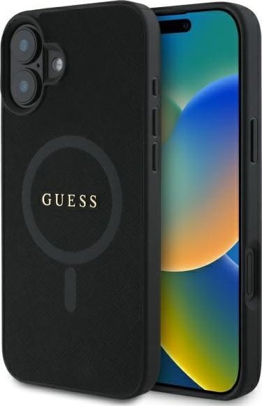 Guess Guess GUHMP16SPSAHMCK iPhone 16 6.1" czarny/black hardcase Saffiano Classic Logo MagSafe