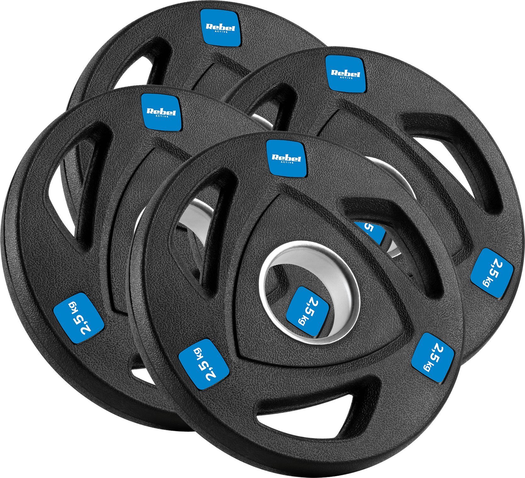 Rebel Zestaw obciążeń żeliwnych gumowanych 4x2.5kg, otwór olimpijski 51mm, REBEL ACTIVE
