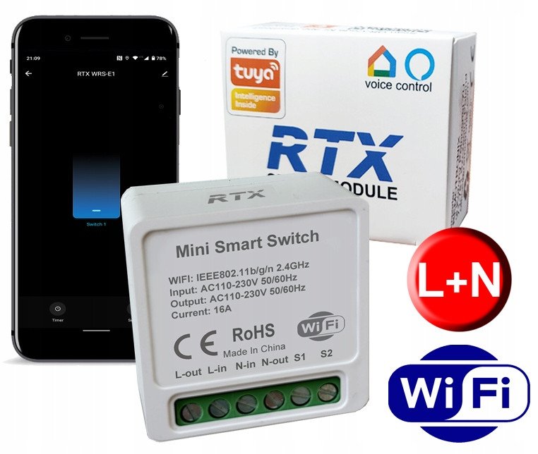 Moduł Przekażnik Światła Sterownik Oświetlenia 1OB. WiFi TUYA Smart RTX Eco