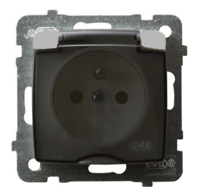 Ospel Gniazdo Karo bryzgoszczelne z uziemieniem wieczko dymne srebrny perłowy (GPH-1SZ/m/43/d)