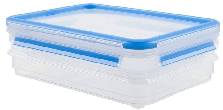 Emsa CLIP & CLOSE cold cuts box system 1.0 liter, 4-piece, can (transparent/blue, rectangular)