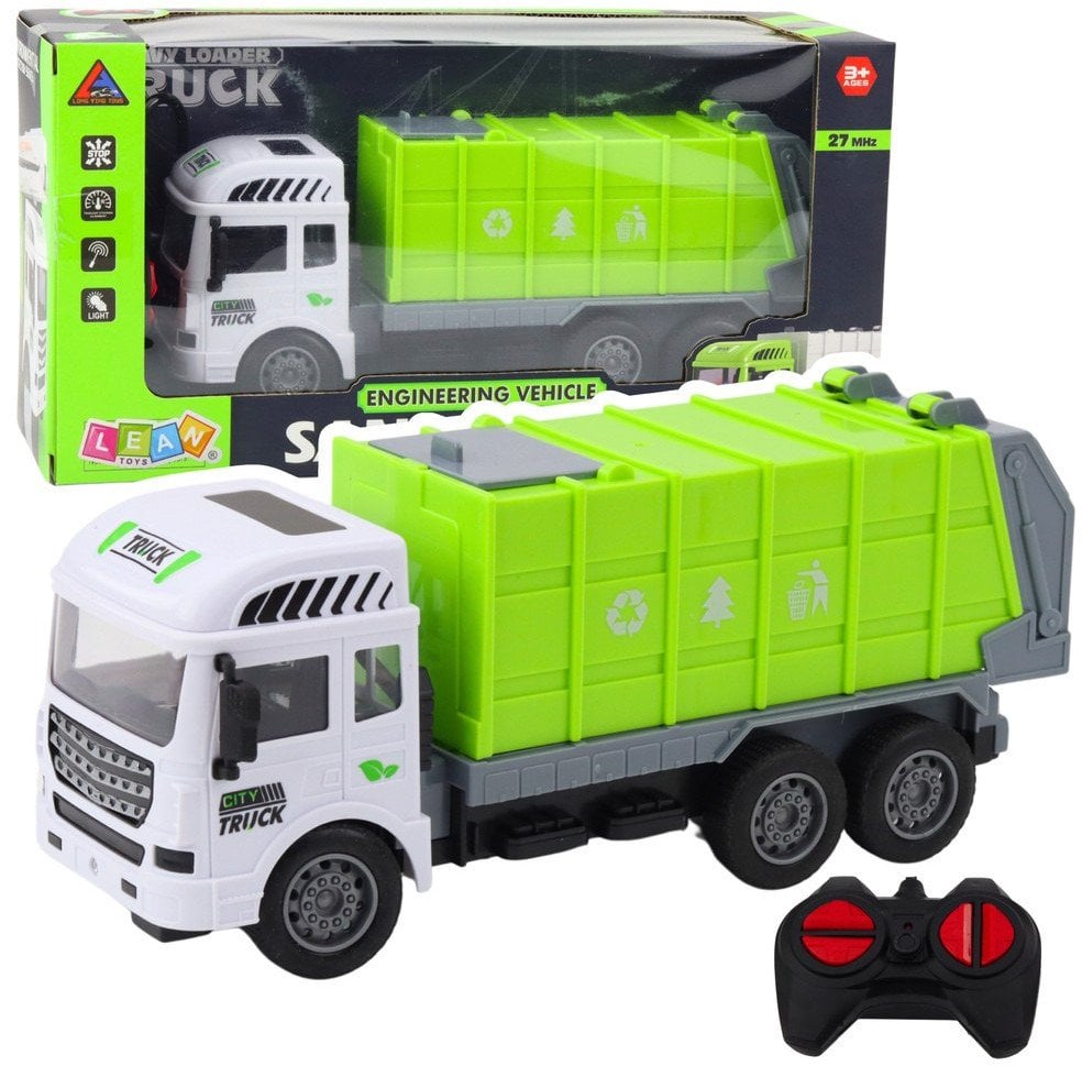 Śmieciarka RC Zdalnie Sterowana Światła Zielona 1:24