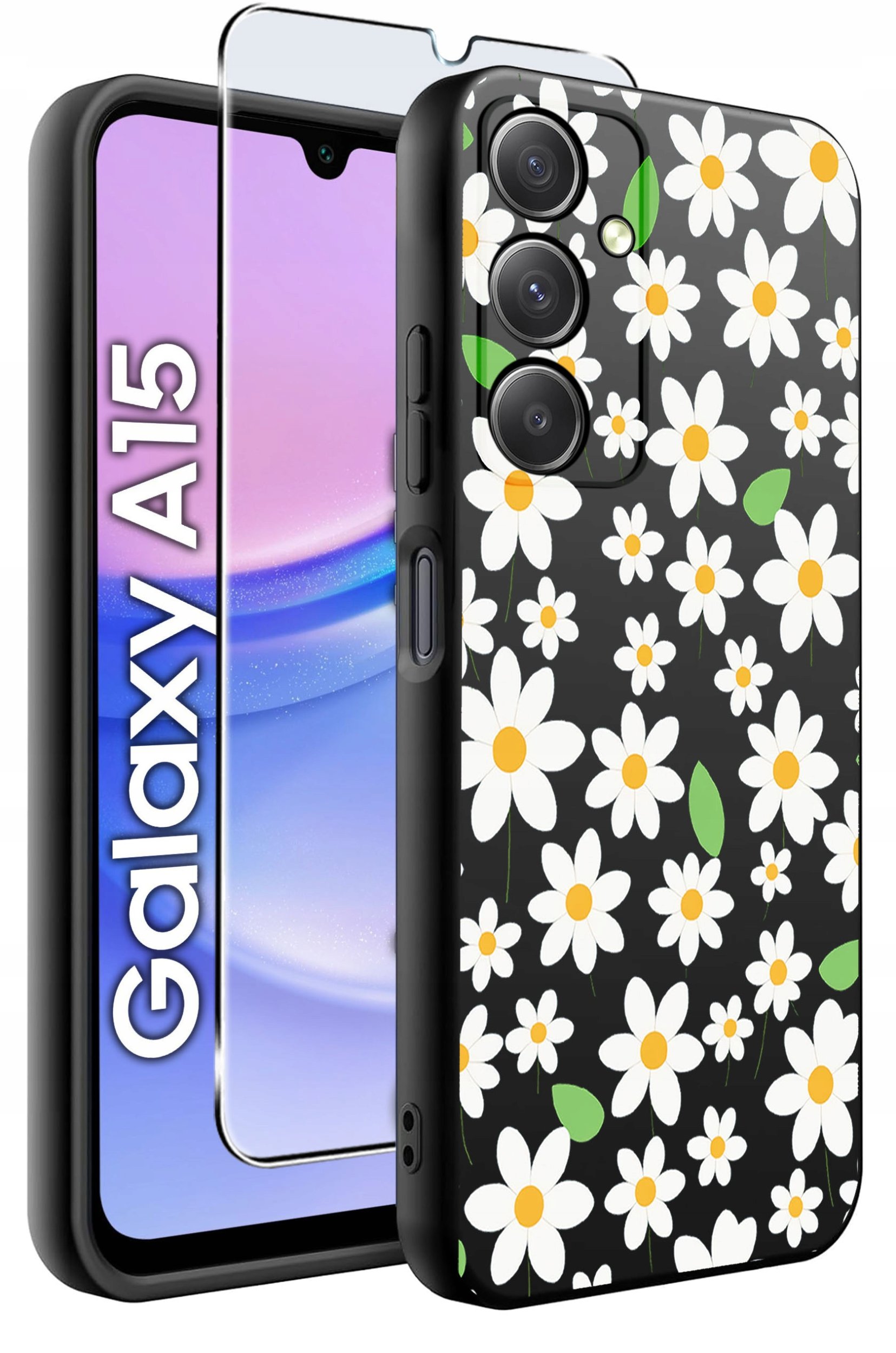 ETUI do Samsung A15 4G | 15 5G WZORY | SILIKONOWE MATT CASE + SZKŁO 9H