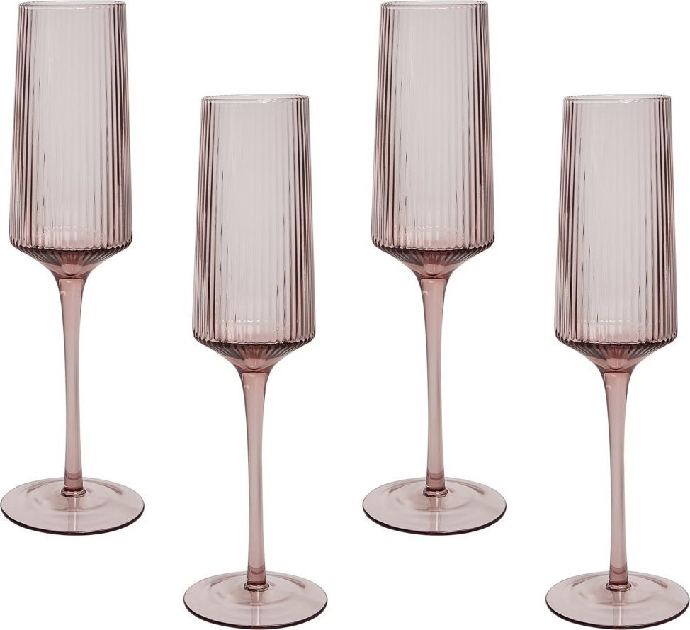 Beliani Zestaw 4 kieliszków do szampana 220 ml różowy AMETHYST