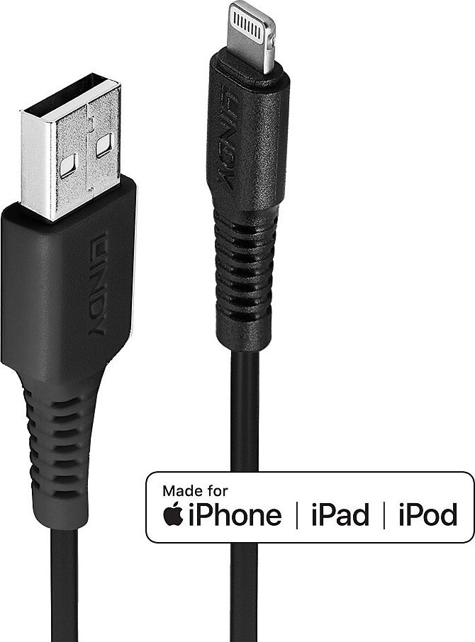 Kabel USB Lindy Lightning - USB-A 2 m Czarny (31321)