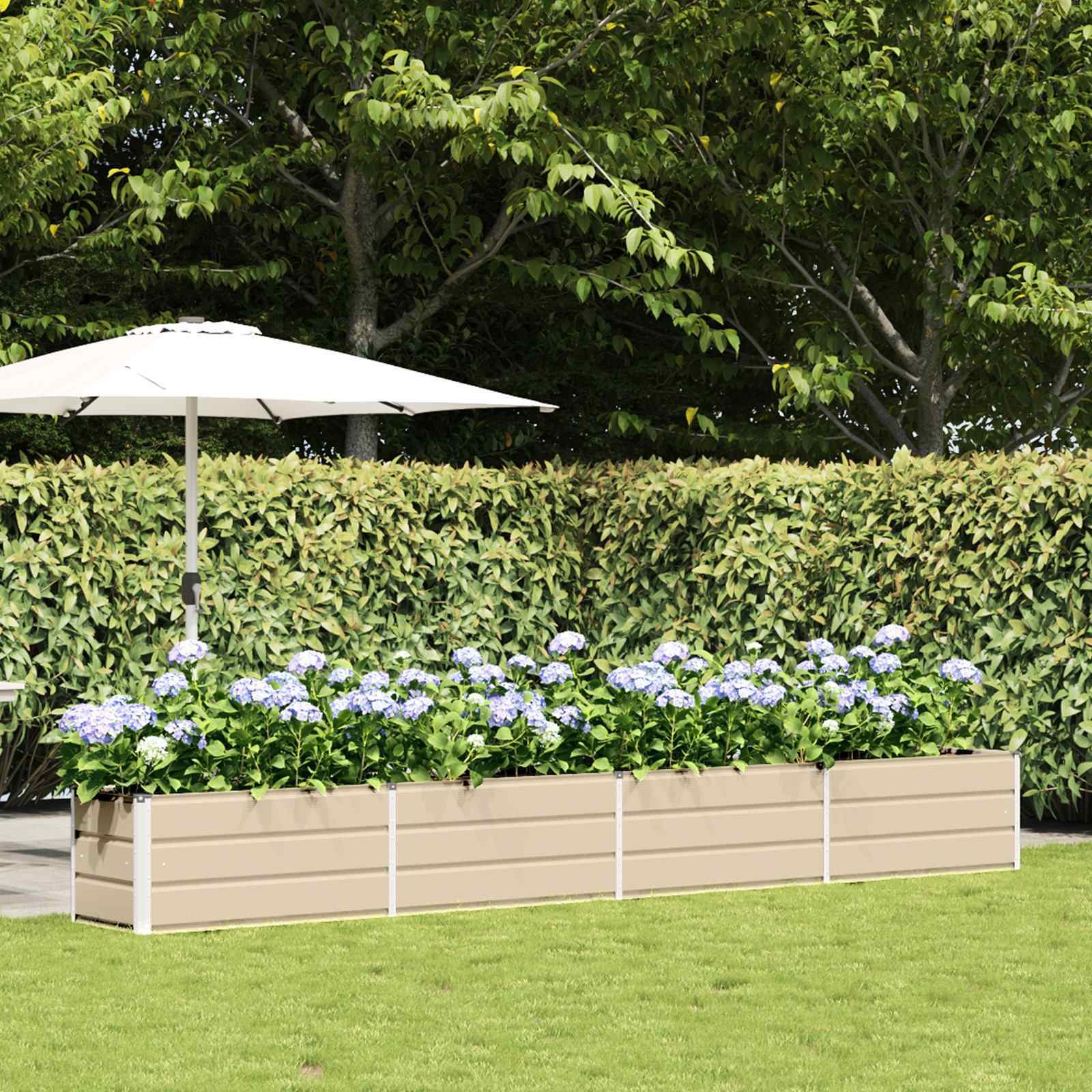 vidaXL Donica Kość słoniowa 480 x 50 x 45 cm Stal Galwanizowana