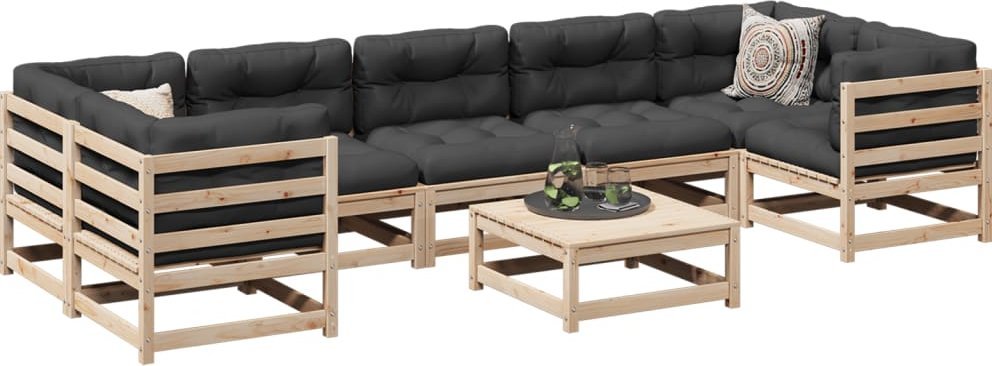 vidaXL 8-cz. zestaw wypoczynkowy do ogrodu, lite drewno sosnowe