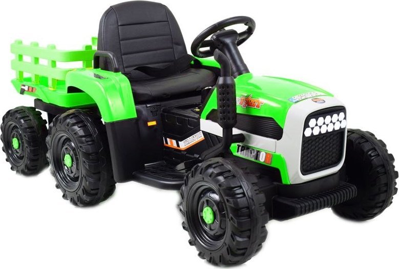 Import SUPER-TOYS SUPER TRAKTOR FAST NA AKUMULATOR Z PRZYCZEPĄ, MIĘKKIE KOŁA, MIĘKKIE SIEDZENIE, PILOT/JC005