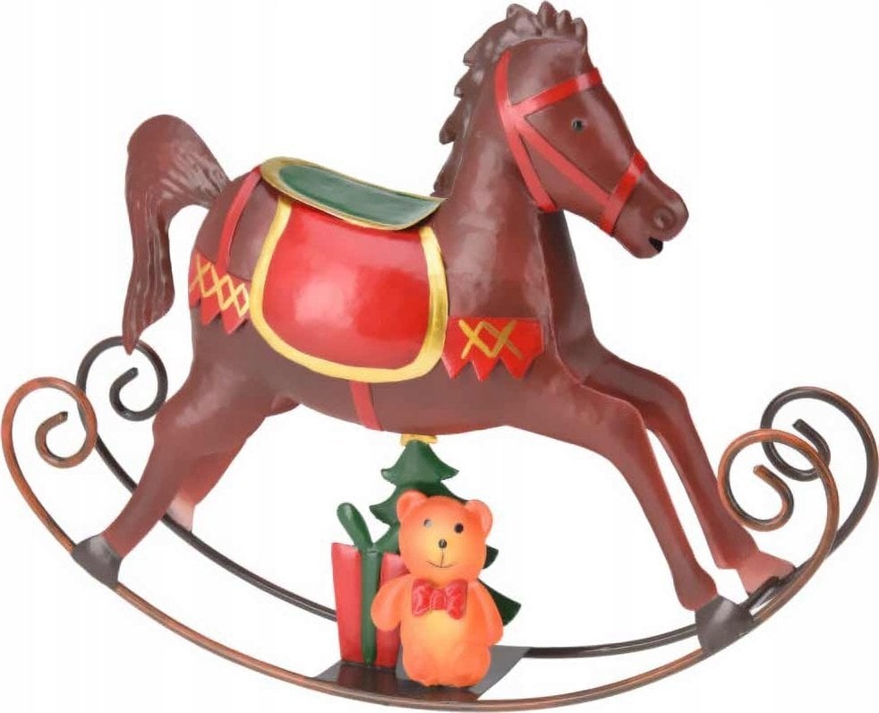Dekoracja świąteczna Home Styling Collection Metalowy konik na biegunach, świąteczna figurka 34 cm