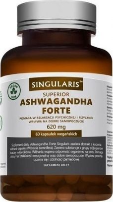 Singularis-Herbs Singularis Superior, Ashwagandha Forte 620 mg, 60 kapsułek - Długi termin ważności!