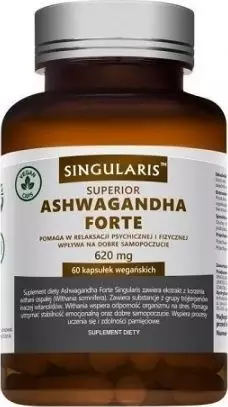 Singularis-Herbs Singularis Superior, Ashwagandha Forte 620 mg, 60 kapsułek - Długi termin ważności!