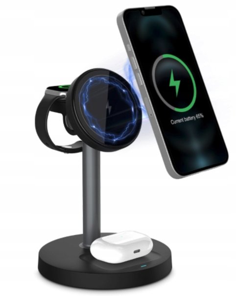 Bezprzewodowa ładowarka QI stojak uchwyt podstawka magnetyczna 3w1