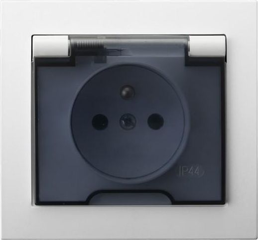 Ospel KIER Gniazdo bryzgoszczelne z/u IP44 klapka przezroczysta białe GPH-1WZd - GPH-1WZd