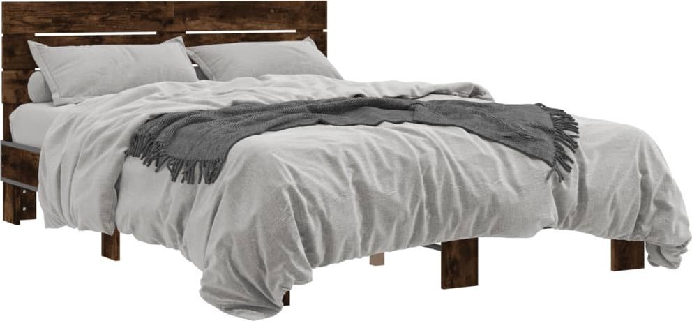 vidaXL vidaXL Rama łóżka, przydymiony dąb, 140x190 cm