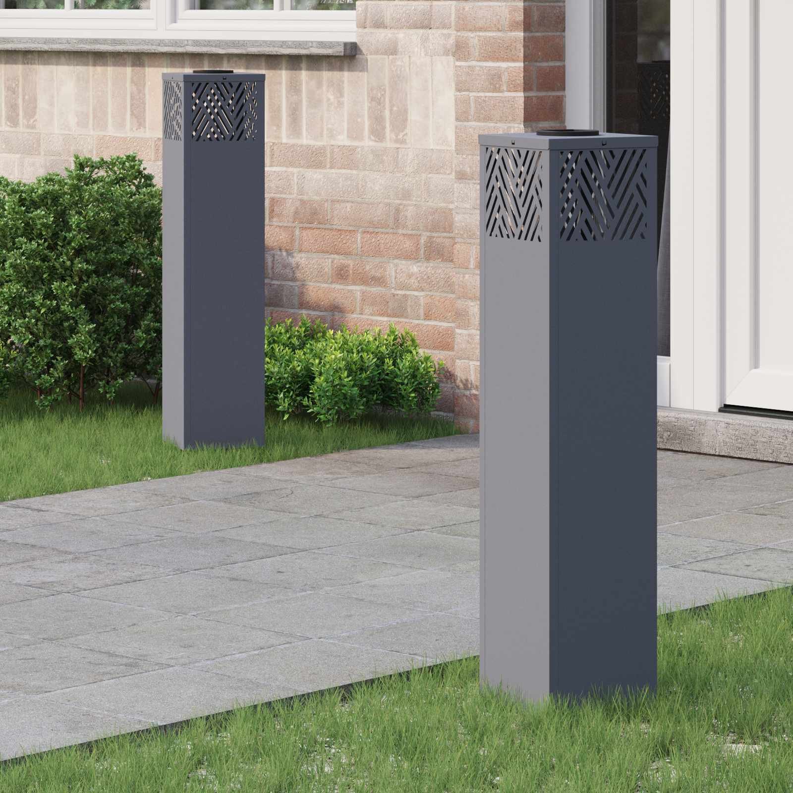 vidaXL Słoneczna LED lampa na ścieżkę Jodełka 2 pcs Antracyt