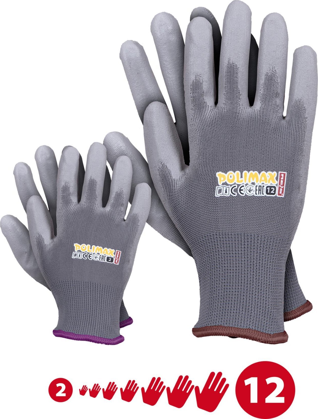 R.E.I.S. POLIMAX - Rękawice ochronne, poliester powlekane poliuretanem, wysoka manualność, ściągacz, powlekanie poliuretanem, wysoka elastyczność 2