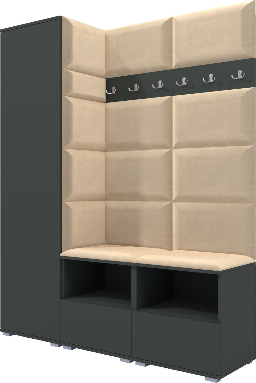 Ravio Tapicerowana garderoba Nela II - kolor grafit + tkanina Trinity 04