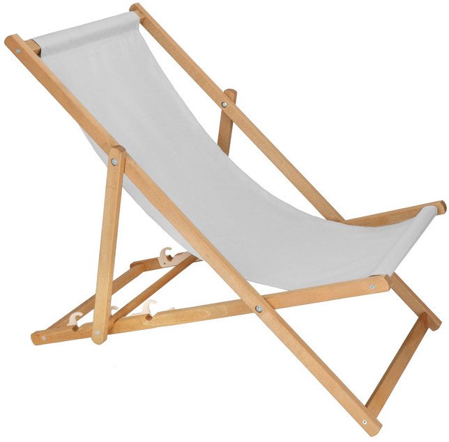 Leżak drewniany ogrodowy z 3-stopniową regulacją składany plażowy jasnoszary UNIWERSALNY