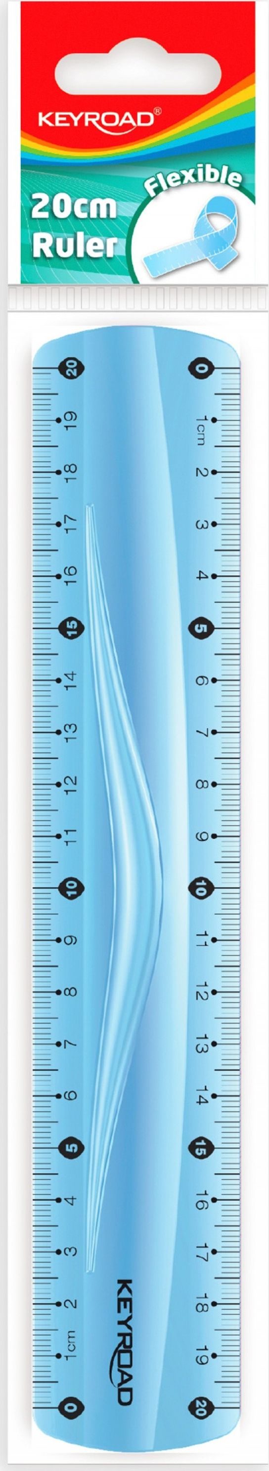 Keyroad Linijka KEYROAD, 20cm, elastyczna, zawieszka, mix kolorów