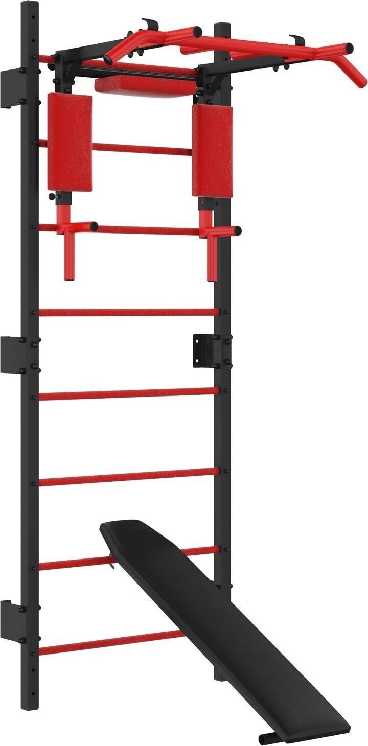 UnderFit Drabinka gimnastyczna metalowa UNDERFIT 228 x 110 cm z drążkiem, poręczami 2w1 i ławką