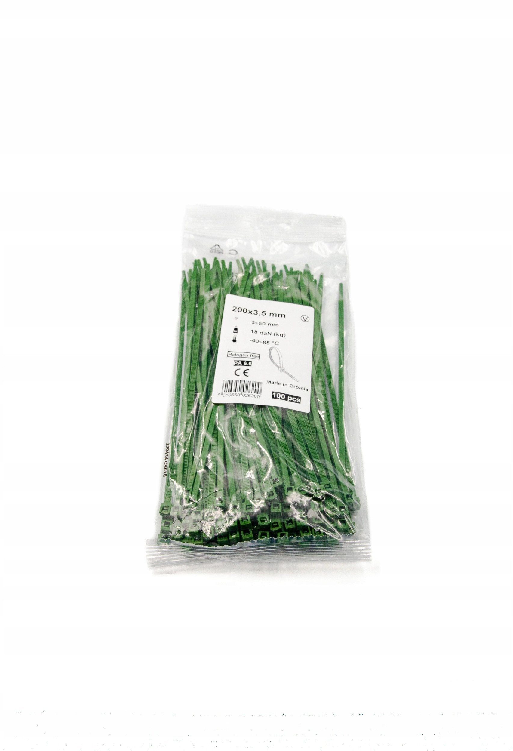 CABLE TIE 3.5X200 5214/C VE GREEN (100)