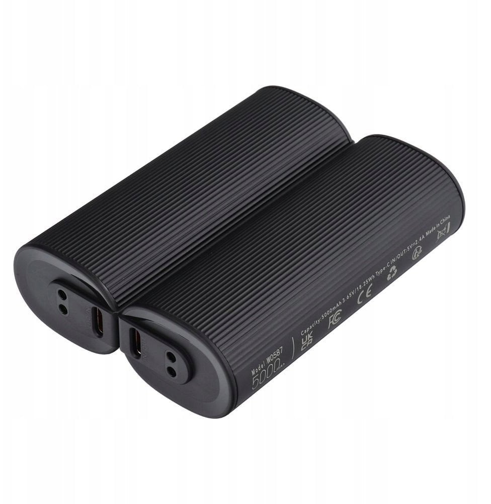 VEGER powerbank 2 x 5000 mAh z podgrzewaczem do rąk 2,4A 2 szt czarno srebrny