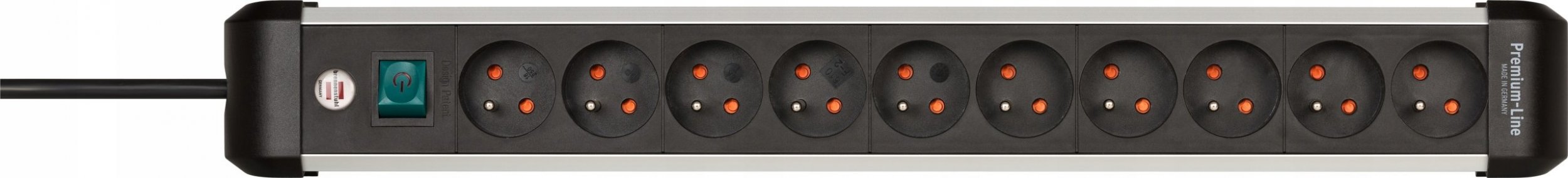 Listwa zasilająca Brennenstuhl Premium Alu line 10 gniazd 3 m czarno-srebrna (002182030000)
