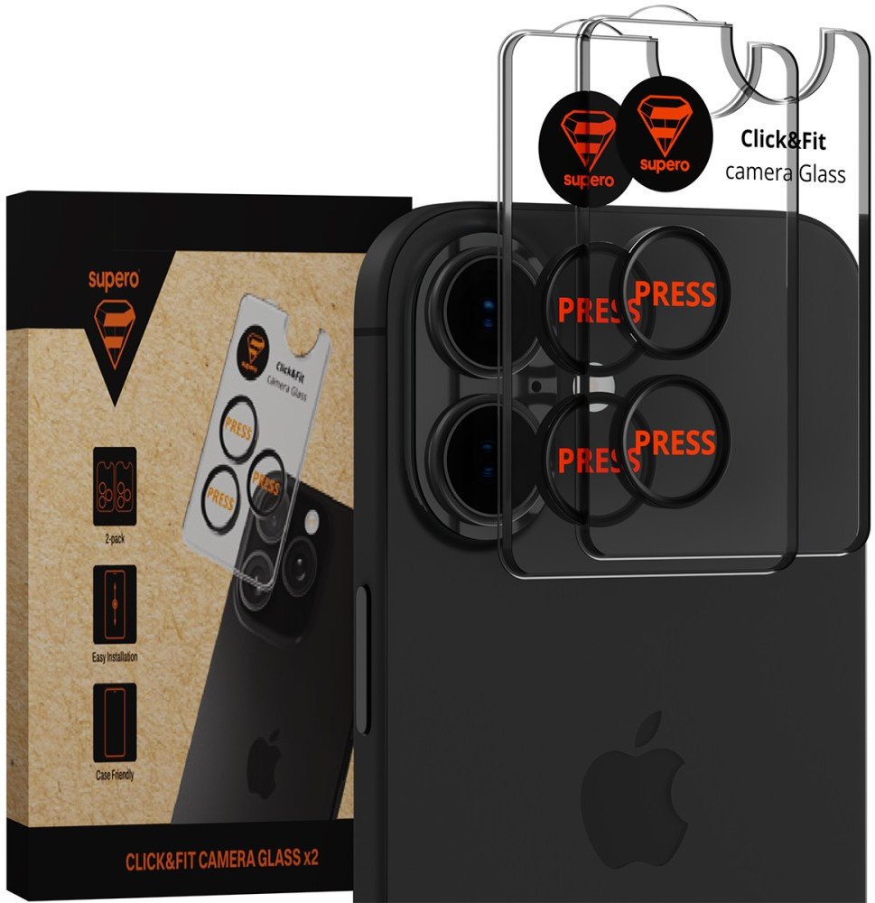 Szkło hartowane Supero do iPhone 16/16 Plus, przezroczyste z czarną ramką, 2 szt.