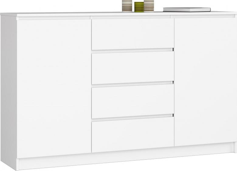 Fabryka Mebli Akord KOMODA K 160 cm 2 DRZWI 4 SZUFLADY BIAŁA