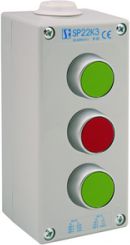 Spamel Kaseta sterownicza 3-otworowa 2xzielony/czerwony 2Z 1R IP65 membrana M20 szara (SP22K32-2)