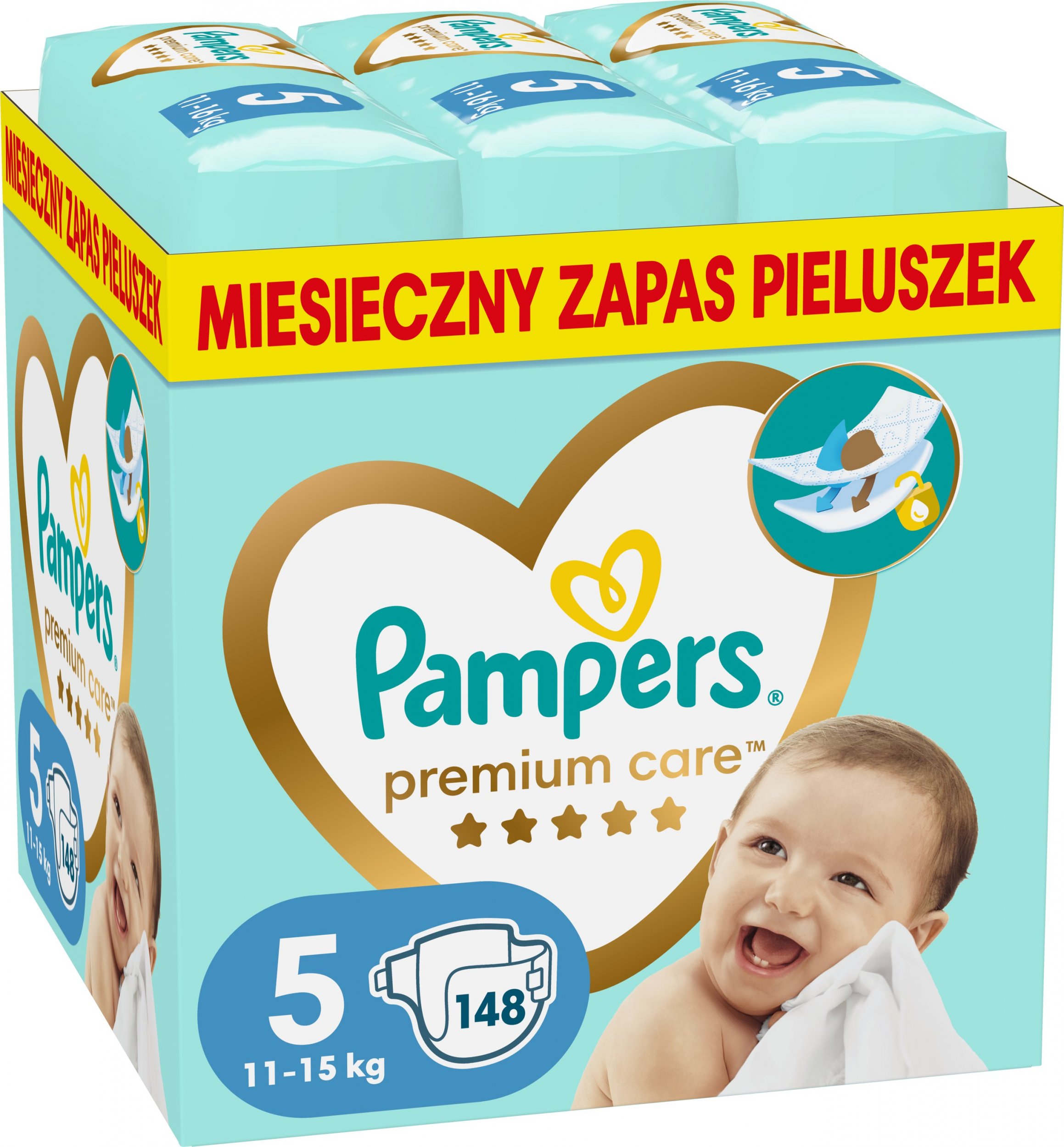 Pampers Pieluchy Premium Care 5, 11-16 kg, 148 szt.