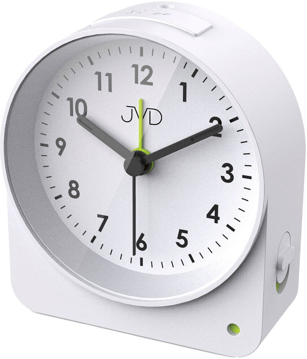 Budzik JVD SRP5138.1 10 cm płynący sekundnik drzemka automatyczne podświetlenie .