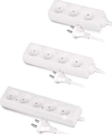 AWTools przedłużacz domowy biały bez uziemienia 4 gniazda 5,0m (AW24607)