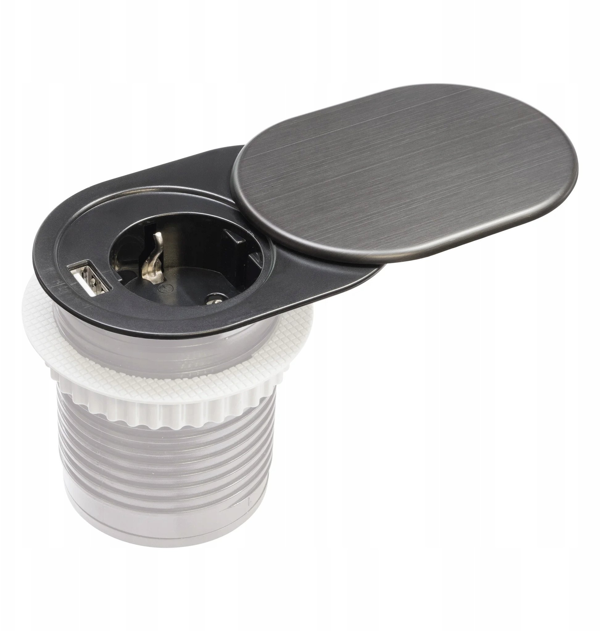 Gniazdo meblowe do zabudowy 1 złącze wtyczkowe 1xUSB A schuko GMZ-2 W-72012