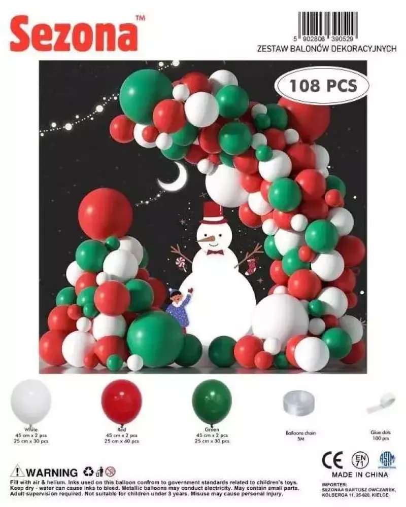 Balony Boże Narodzenie 108szt