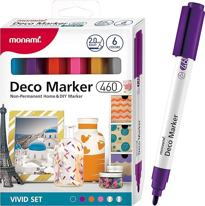 Monami Markery Akrylowe Dekoracyjne Deco Marker B 460 6 Kolorów Vivid