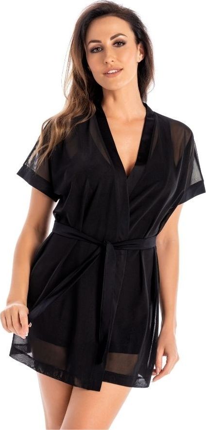 Teyli Szlafrok damski z siateczki Mona czarny S Czarny