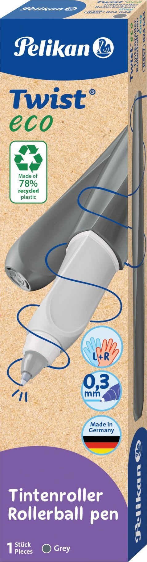 Pelikan Twist eco* pióro wieczne dla prawo- i leworęcznych szary