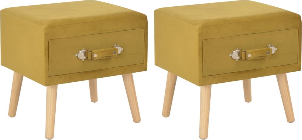 vidaXL Szafki nocne, 2 szt., musztardowe, 40x35x40 cm, aksamitne