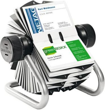 Durable Wizytownik obrotowy VISFIX, na 400 wizytówek, srebrny (DUR137)