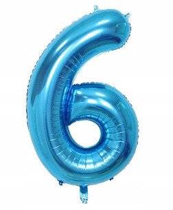 Balon Foliowy Na Hel CYFRA - 6 kolor NIEBIESKI - 80CM