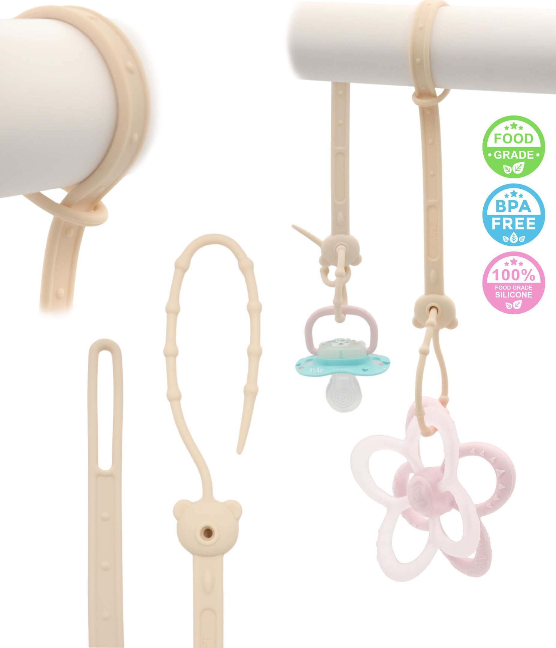 SafeTeddy Łańcuszek zawieszka silikon do smoczka gryzaka anty zgubieniowa SafeTeddy