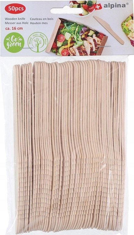 Alpina Alpina - Noże drewniane jednorazowe 16 cm 50 szt.