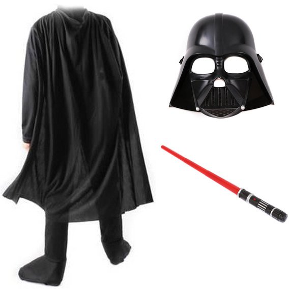 DARTH VADER: PELERYNA + MASKA + CZERWONY MIECZ ŚWIETLNY -DLA FANA STAR WARS