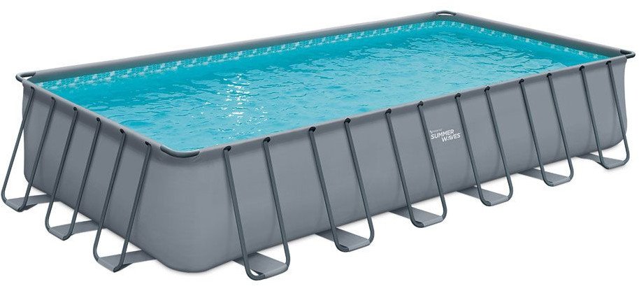 Summer Waves Elitarny basen z ramkami Basen naziemny prostokątny Kompletny zestaw Szary 732x366x132cm